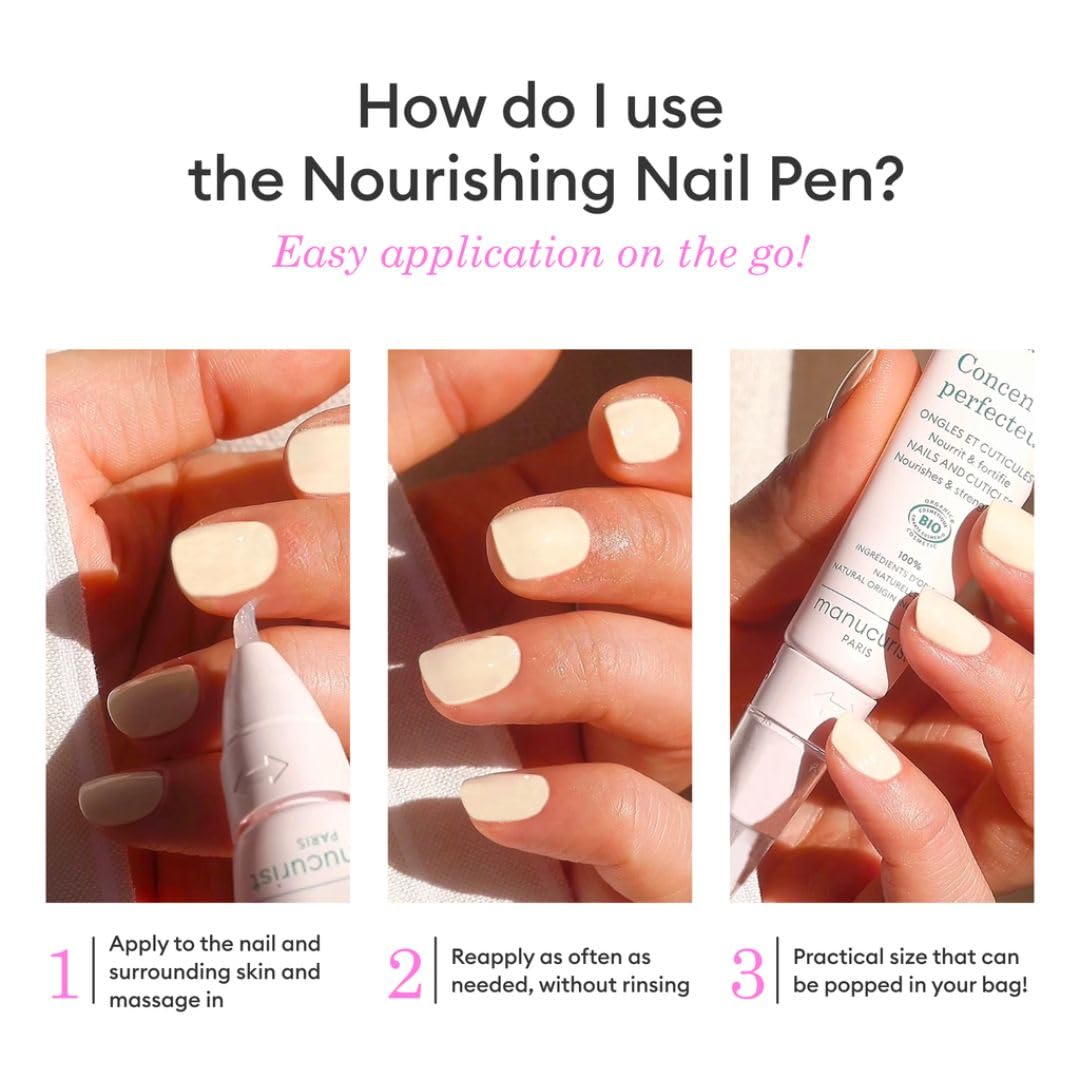 Manucurist Concentré Perfecteur - Nourishing and Fortifying Nail Pen - Vegan & Made in France - 1-in-2 Nail Care Treatment On-the-go