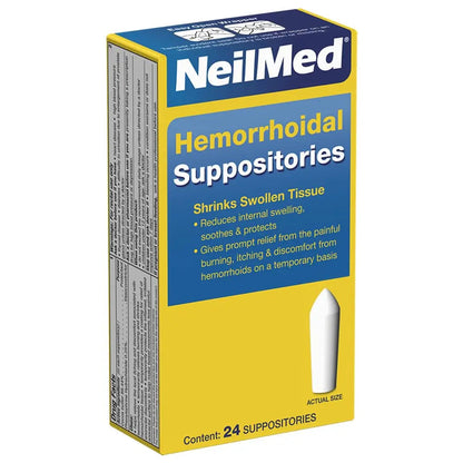 NeilMed Hemorrhoidal Suppositories, Shrinks Swollen Tissue, Relief from Burning, Itching and Discomfort of Hemorrhoids, 24 Count NeilMedBuy Supplements Australia