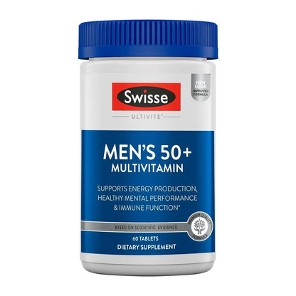 Swisse Daily Multivitamin for Men 50 and Over | 39 Vitamins, Antioxidants and Minerals + Adaptogens | Energy & Immune Support | Swisse