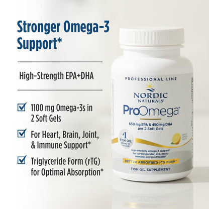 Nordic Naturals ProOmega, Lemon Flavor - 210 Soft Gels - 1000 mg Omega-3 - High-Potency Fish Oil with EPA & DHA - Promotes Brain, Eye, Heart, & Immune Health - Non-GMO - 105 Servings Nordic NaturalsBuy Supplements Australia