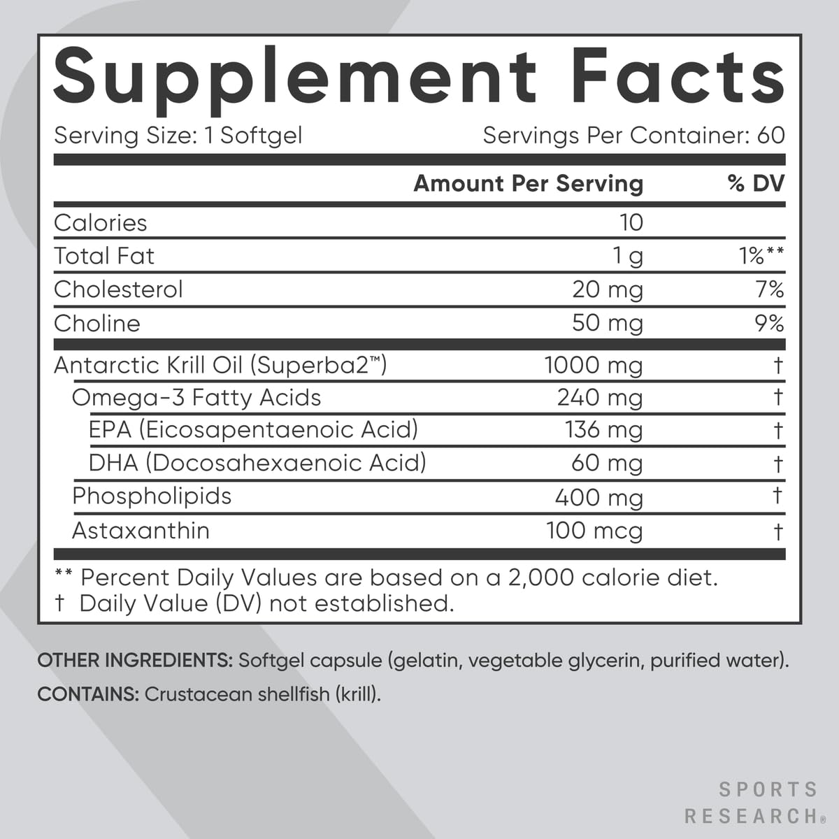 Sports Research Krill Oil Supplement with EPA & DHA Omega 3, Phospholipids & Astaxanthin from Antarctic Krill - Highest Concentration of Krill Oil for Men & Women - 1000mg, 60 Softgel Capsules Sports Research buy supplements Au
