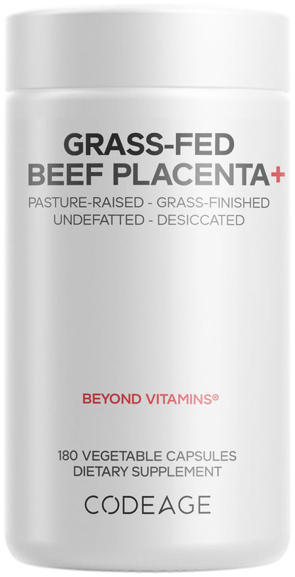 Codeage Grass-Fed Beef Placenta Supplement - Bovine Placenta – Pasture-Raised, Grass-Finished, Undefated, Desiccated - Non-GMO - 180 Capsule CodeageBuy Supplements Australia