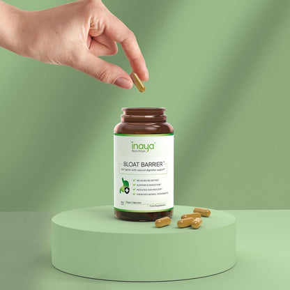 Inaya Nutrition BloatBarrier 72 Capsules - Natural Digestion and Bloating Supplement for Stomach Bloating Relief, Gas Reduction, and Improved Bowel Movements
