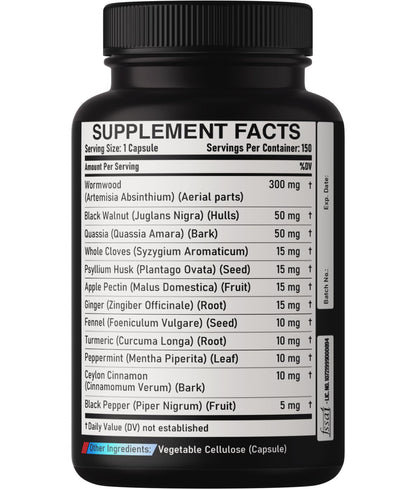 DEDICAD Premium Wormwood Extract Capsules - 5 Month Supply for Immune - 12 Herbs Blended with Black Walnut Leaves, Ginger, Turmeric & More - 150 Counts DEDICAD buy supplements Au