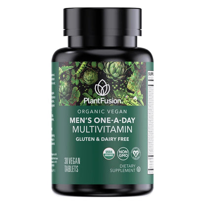 PlantFusion Organic Multivitamin for Men - One Daily Whole Food Blend Men's Multivitamin - Vegan, Non-GMO PlantFusion