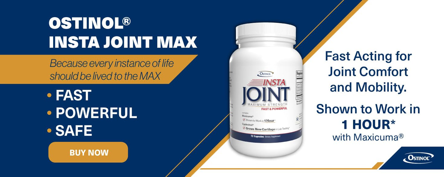 Ostinol Insta Joint Maximum Strength – Advanced Joint Support Capsules with Cyplexinol®, Maxicuma®, ApresFlex® & Boswellia – Supports Cartilage, Flexibility & Mobility – 72 Capsules ZYCAL buy supplements Au