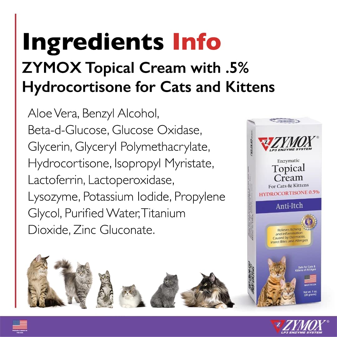 Zymox Cat & Kitten Topical Cream w/ .5% hydrocortisone - 1 oz. Tube Zymox buy supplements Au