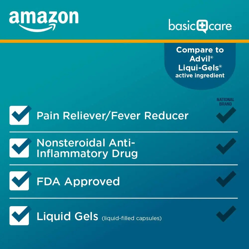 Basic Care Ibuprofen Liquid Gels, 160 Count Amazon Basic CareBuy Supplements Australia