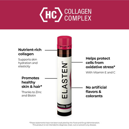 ELASTEN Clinically Tested Collagen Complex for Radiant Skin from Within – Reduces Fine Lines – Supports Healthy Connective Tissue – 28 Liquid Collagen Ampoules (0.85 fl oz / 25 ml Each) Elasten buy supplements Au