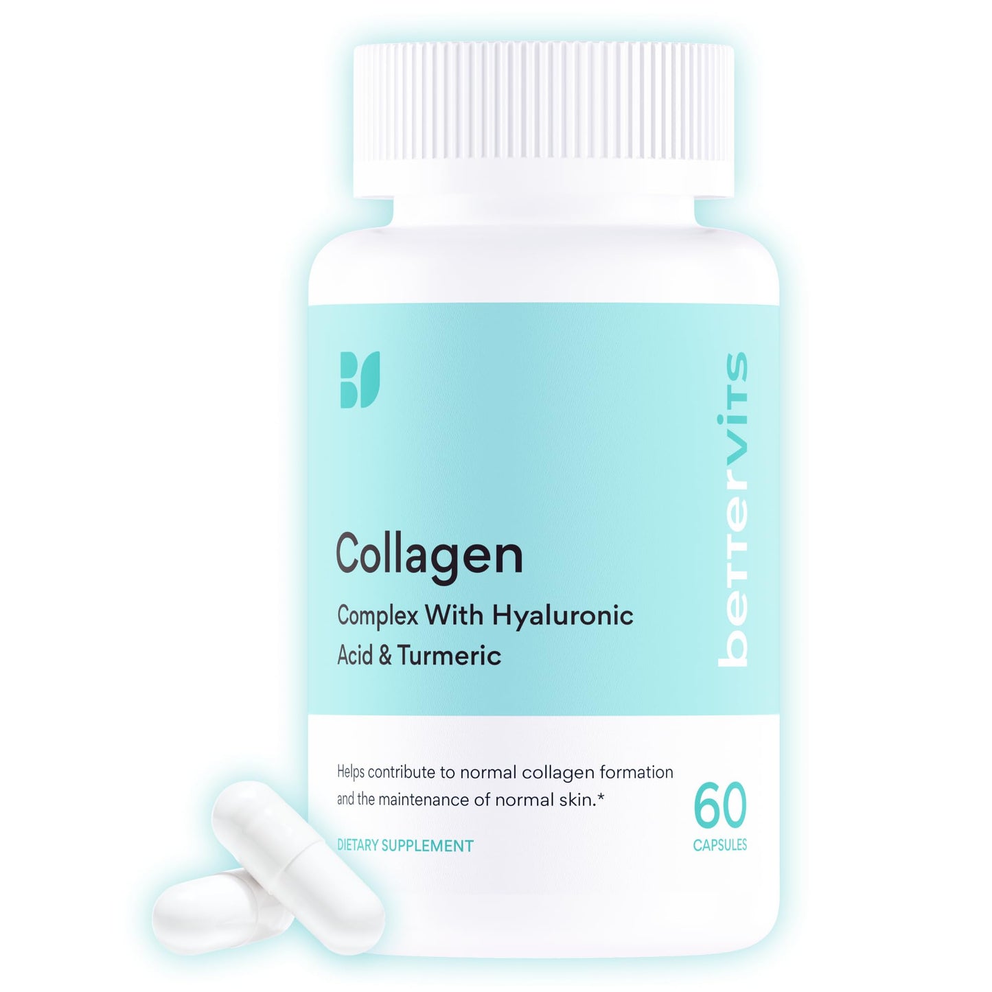 Bettervits Collagen Peptides Complex with Hyaluronic Acid & Turmeric | Hydrolyzed Marine Collagen Supplements for Women & Men | Collagen with Vitamin C