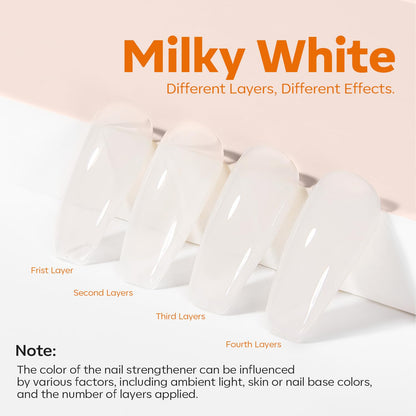 modelones Nail Strengthener, Milky White Nail Polish Nail Repair for Damaged Nails Hardener Quick Dry Nail Growth Polish Natural Nail Concealer Foundation