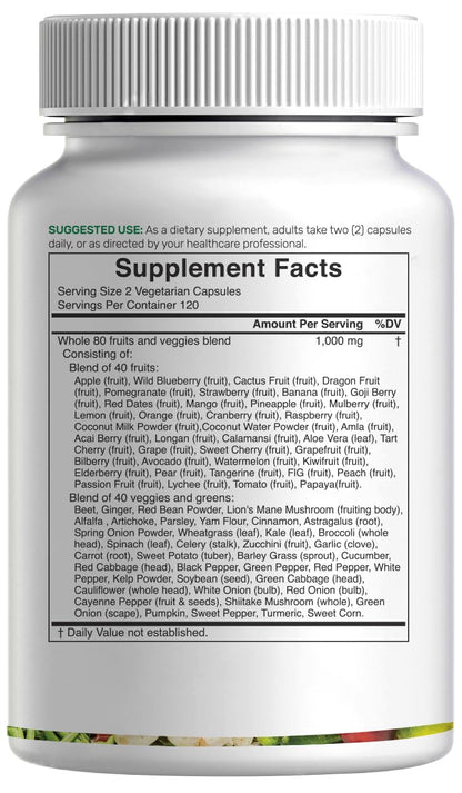 Nature’s Fruits & Veggies Supplement, 240 Veggie Capsules – 80 Whole Food Superfoods for Daily Balance – 40 Fruits with 40 Vegetables and Greens – Non-GMO, Gluten Free DEAL SUPPLEMENT buy supplements Au