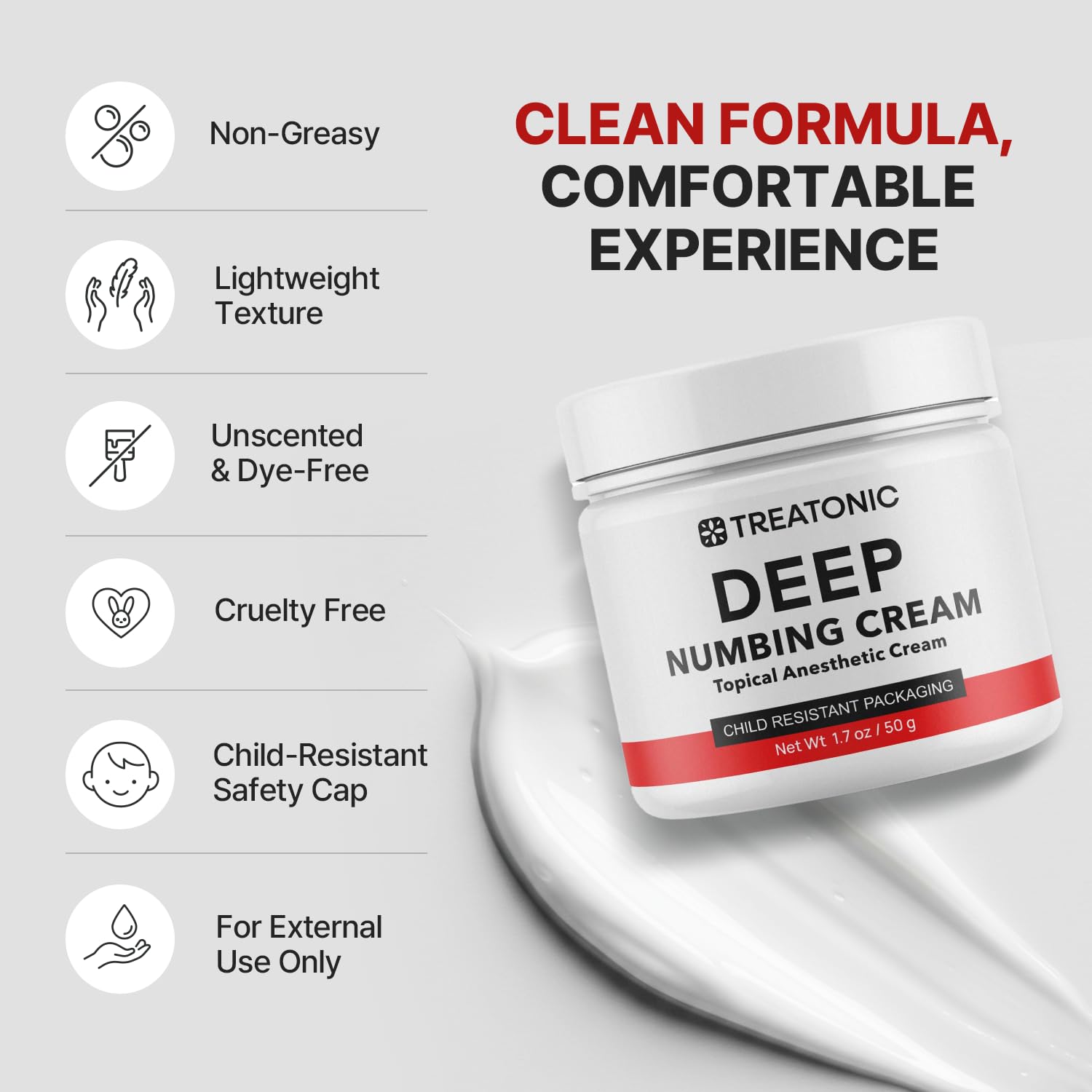Treatonic Maximum Strength Numbing Cream: Numbing Cream for Discomfort, Burn, Itch & Pain Relief - Fast-Acting, Soothing Topical Anesthetic with Menthol & Emu Oil for Hemorrhoid Treatment – 1.7oz TreatonicBuy Supplements Australia