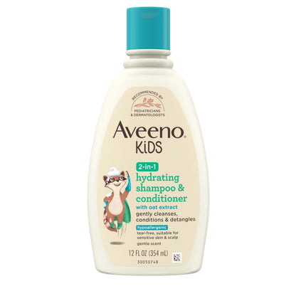 Aveeno Kids Shampoo & Conditioner, Formulated With Oat Extract to Gently Cleanse, Condition & Detangle Kids Hair