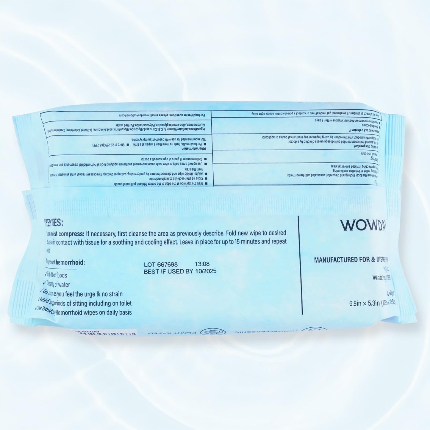 Wowday Flushable Hemorrhoid Wipes | Medicated Witch Hazel Wipes Ph Balanced | 112 Count Natural Fragrance Free Adult Hemorrhoids Witch Hazel Wipe for Butt Itch WowDayBuy Supplements Australia