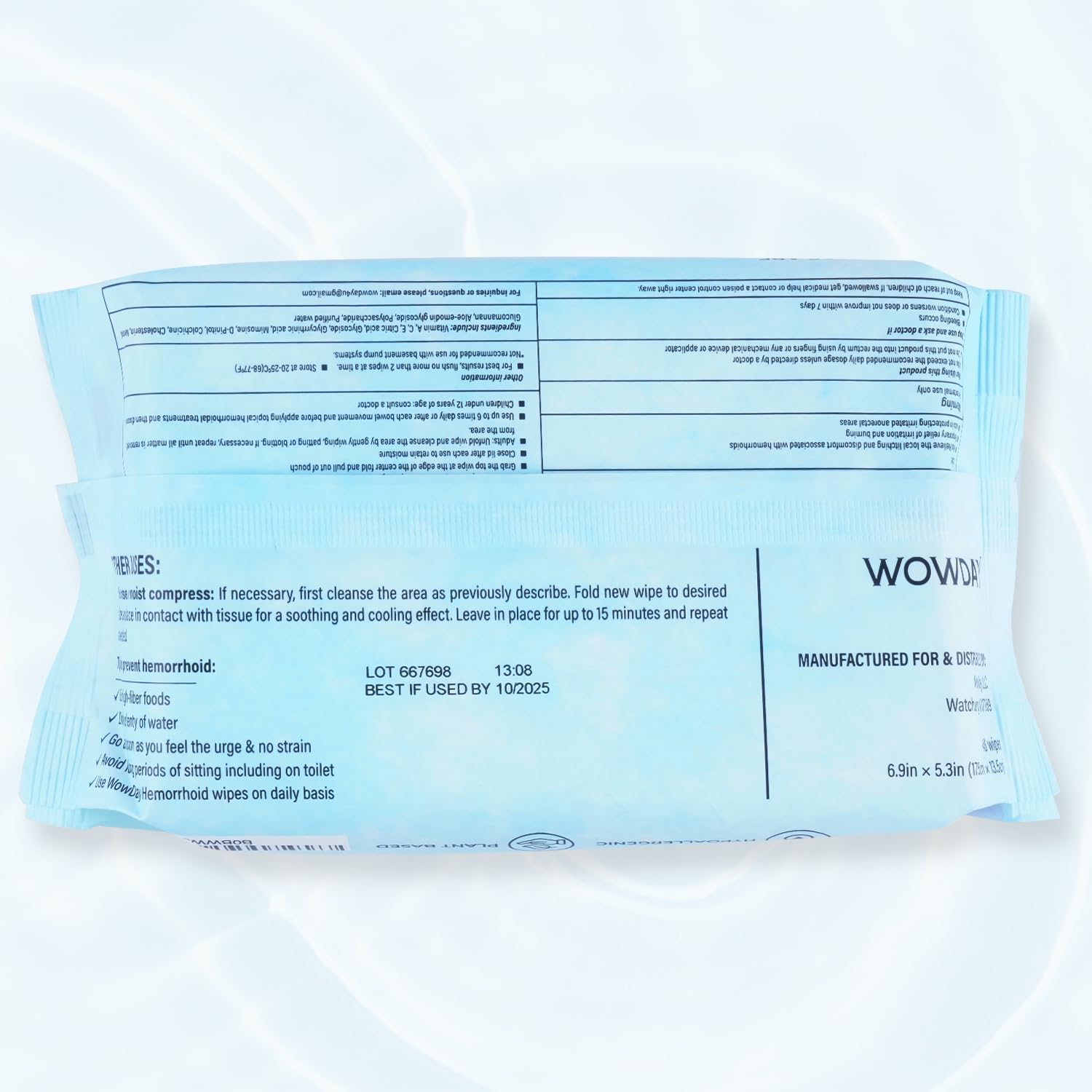 Wowday Flushable Hemorrhoid Wipes | Medicated Witch Hazel Wipes Ph Balanced | 112 Count Natural Fragrance Free Adult Hemorrhoids Witch Hazel Wipe for Butt Itch WowDayBuy Supplements Australia