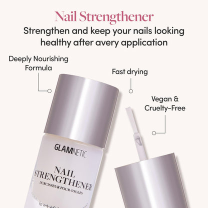 Glamnetic Nail Strengthener | Fast-Drying, Vegan Formula to Reinforce Natural Nails | Helps To Prevent Breakage & Splitting – 0.34 fl. oz