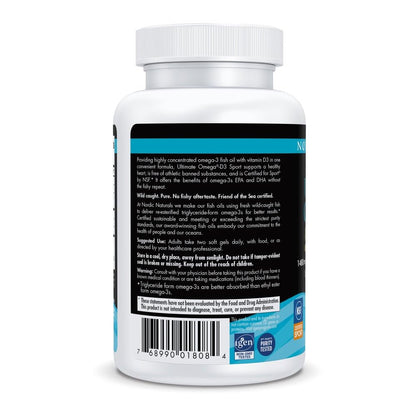 Nordic Naturals Ultimate Omega-D3 Sport, Lemon - 60 Soft Gels - 1480 mg Omega-3 + 1000 IU Vitamin D3 - NSF Certified - Supports Muscle, Bones, Focus & Endurance - 30 Servings Nordic Naturals buy supplements Au