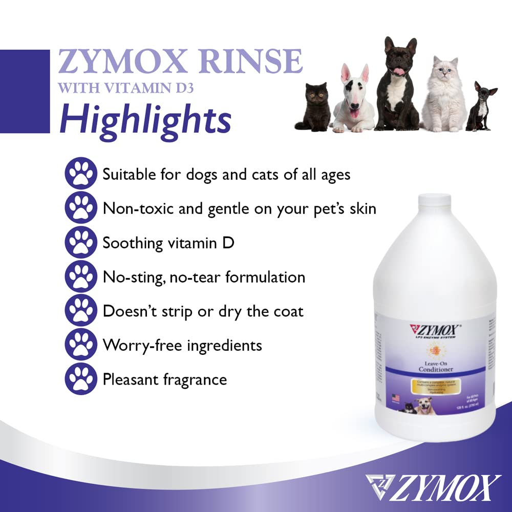 ZYMOX Leave-in Conditioner with Vitamin D3 for Cats & Dogs, 1gal Zymox buy supplements Au