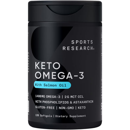 Sports Research Keto Omega Fish Oil with Wild Sockeye Salmon, Antarctic Krill Oil, Astaxanthin & Coconut MCT Oil - 1200mg of EPA & DHA per Serving | Keto Certified & Non-GMO Verified (120 Softgels) Sports Research buy supplements Au