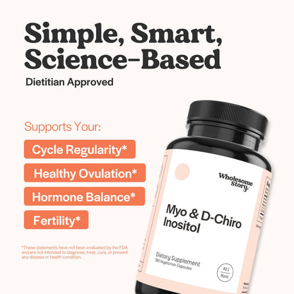 Wholesome Story Myo-Inositol & D-Chiro Inositol Supplement for Women | Fertility Supplements for Hormonal Balance & Ovarian Health Support