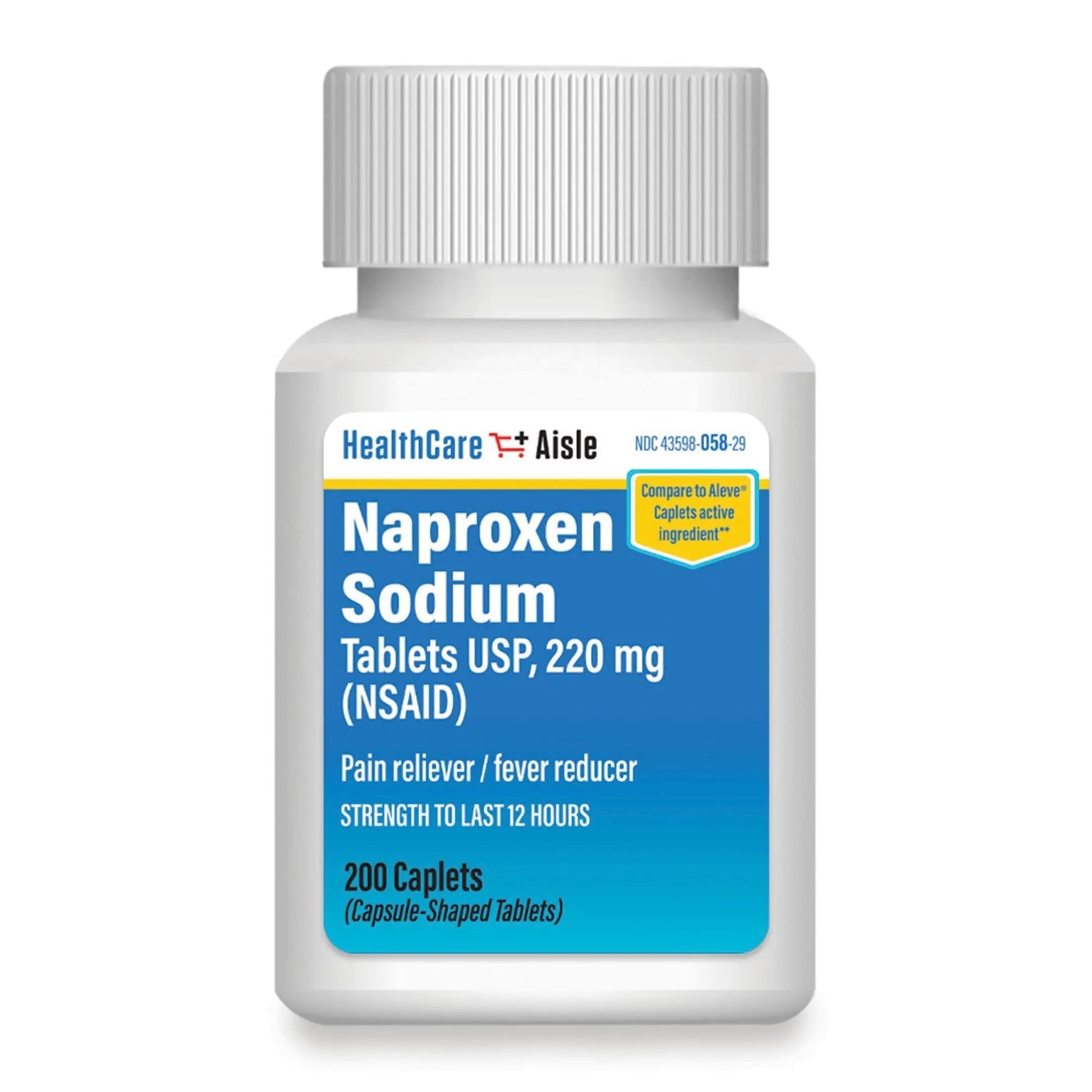 HealthCareAisle Naproxen Sodium, 220 mg - 200 caplets - Pain Reliever and Fever Reducer, Up to 12 Hours of Relief HealthCareAisleBuy Supplements Australia