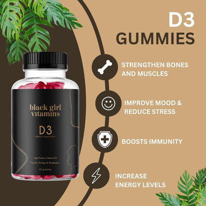 Black Girl Vitamins Look Good Feel Good Bundle – Hair Skin & Nails, Vitamin D3 2000IU & Once a Day Multivitamin - Women's Supplement Bundle