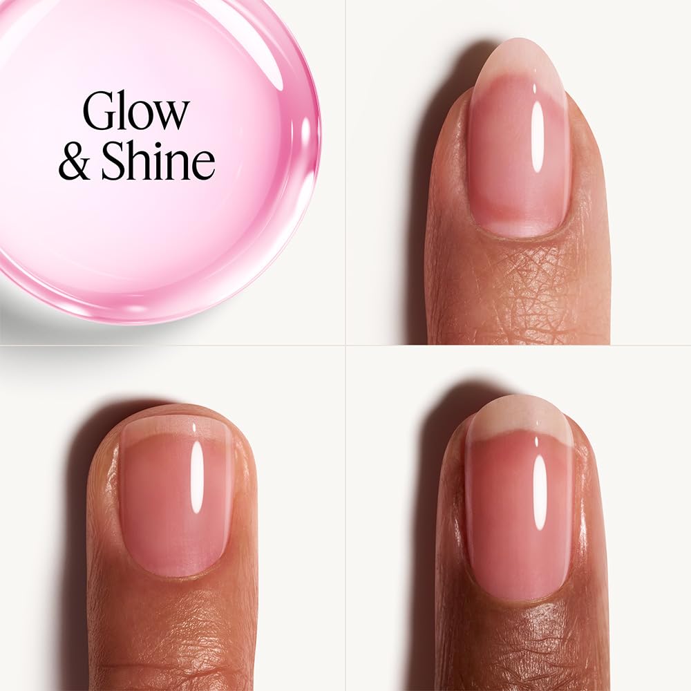 essie Nail Care, 8-Free Vegan, Hard To Resist Nail Strengthener, Glow and Shine, pink tint, 0.46 fl oz