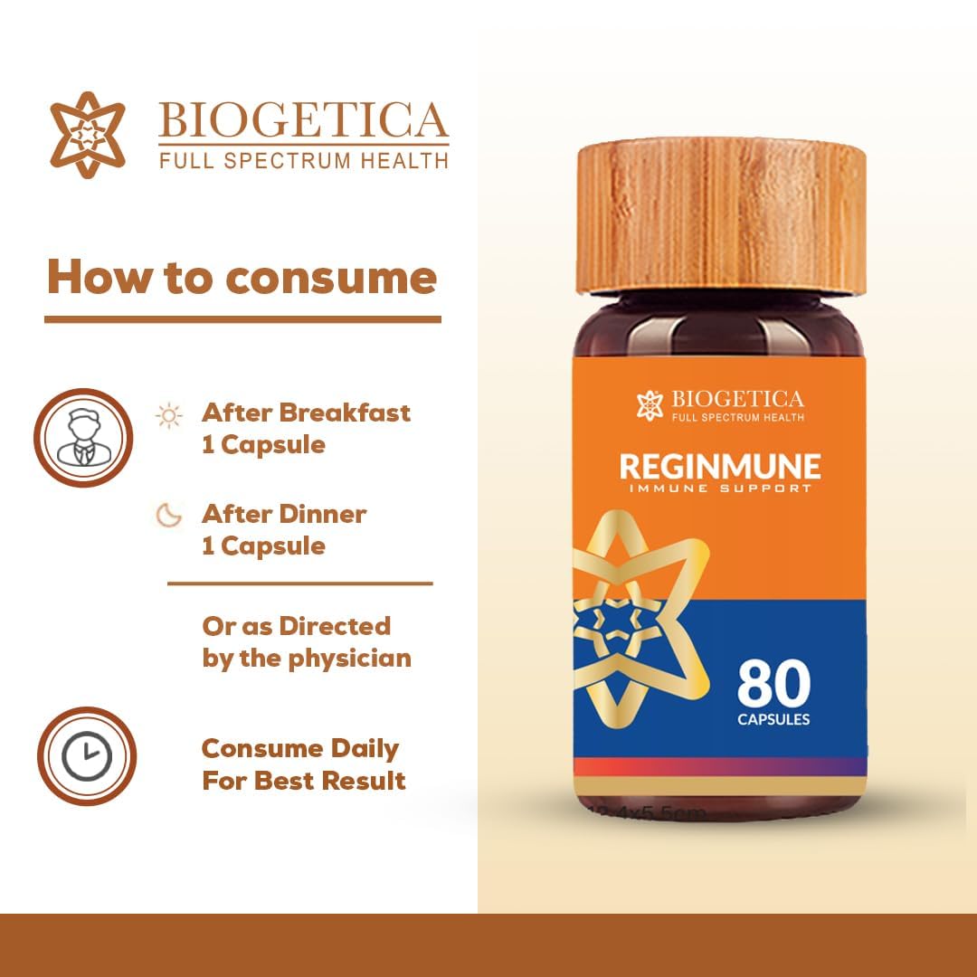 Biogetica Reginmune - Natural Immune Support Care Daily Boost Immune System Booster - 80 Capsules Biogetica buy supplements Au