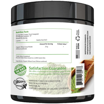 Wheatgrass Powder - USDA Certified Organic Wheat Grass Powder That Is Rich In Essential Amino Acids, Chlorophyll, Antioxidants, Fatty Acids, Minerals & Vitamins - US Grown - Vegan & Non-GMO Superfoods Nautical ElementsBuy Supplements Australia