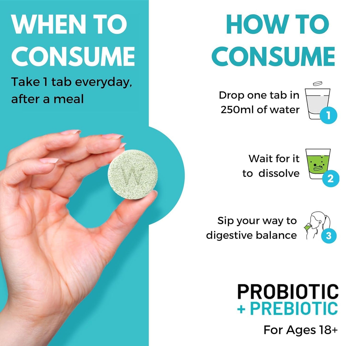 Wellbeing Nutrition Daily Probiotics + Prebiotics | Improve Metabolism, Acidity Relief, Digestion & Gut Health | 18 Billion CFU Organic Probiotics Supplement