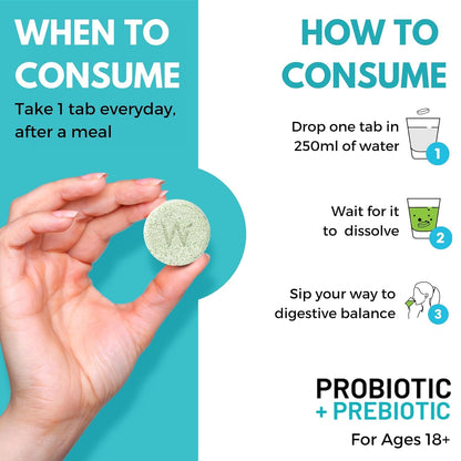 Wellbeing Nutrition Daily Probiotics + Prebiotics | Improve Metabolism, Acidity Relief, Digestion & Gut Health | 18 Billion CFU Organic Probiotics Supplement