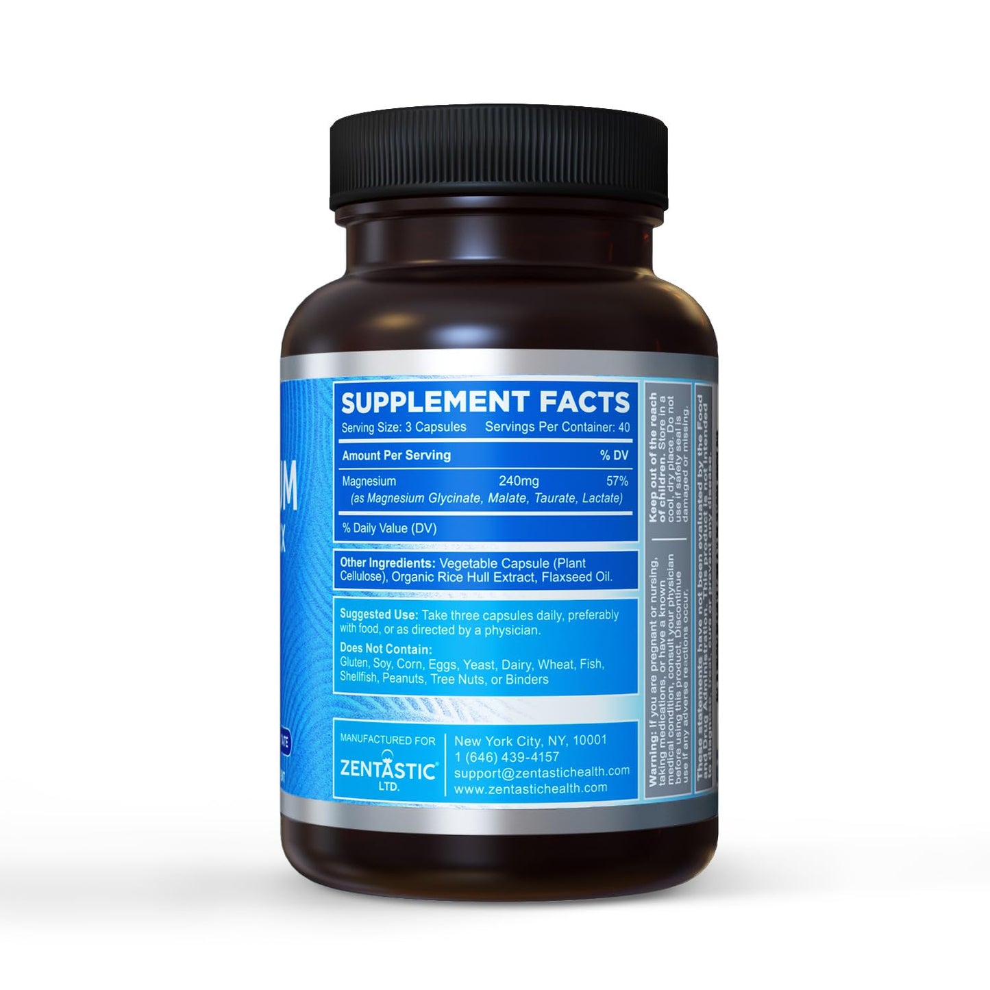 Zentastic Magnesium Complex 4-in-1 Supplement – Magnesium Glycinate, Malate, Taurate & Lactate – Chelated High Absorption for Nerves, Muscles, Bones & Immune Support – 120 Capsules Zentastic buy supplements Au