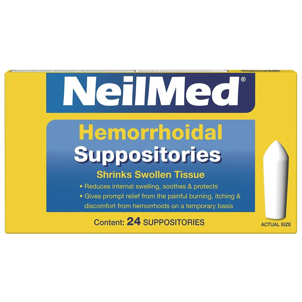 NeilMed Hemorrhoidal Suppositories, Shrinks Swollen Tissue, Relief from Burning, Itching and Discomfort of Hemorrhoids, 24 Count NeilMedBuy Supplements Australia
