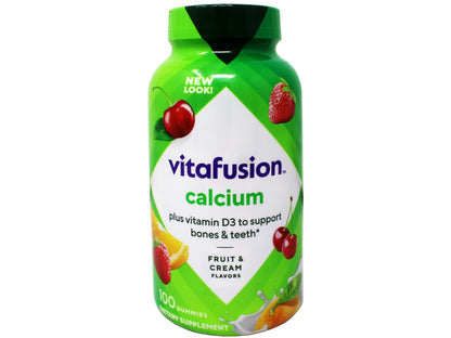VitaFusion Calcium 500 mg Dietary Supplement Gummies Natural Fruit and Cream Flavors - 100 ct, Pack of 2