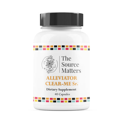 Supplement bottle labeled 'The Source Matters' on a white background