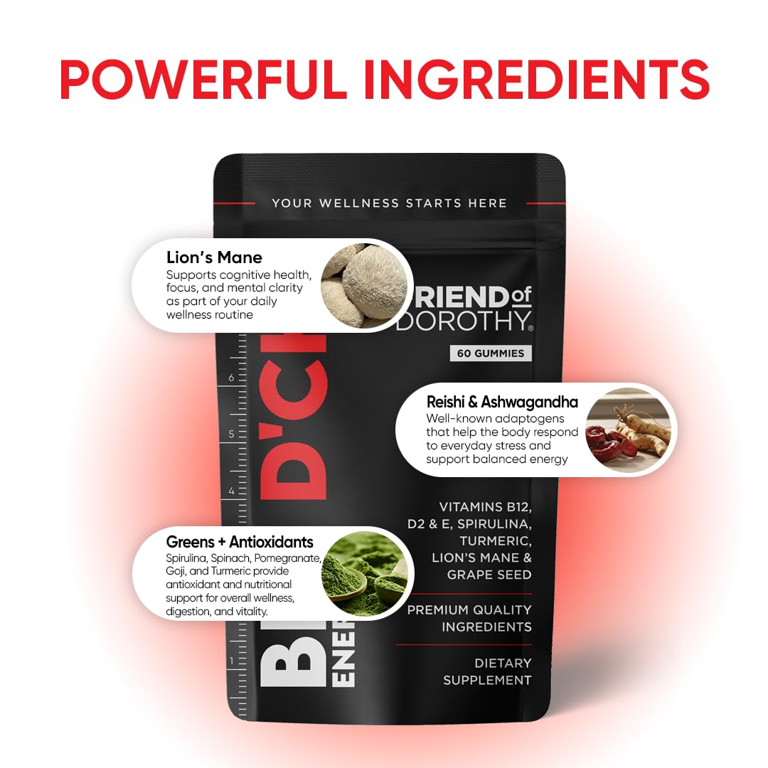 FRIEND OF DOROTHY Daily Multivitamin for Men, Energy, Focus & Immunity Support, Ashwagandha, Lion’s Mane & Reishi, 60 Capsules FRIEND OF DOROTHYBuy Supplements Australia