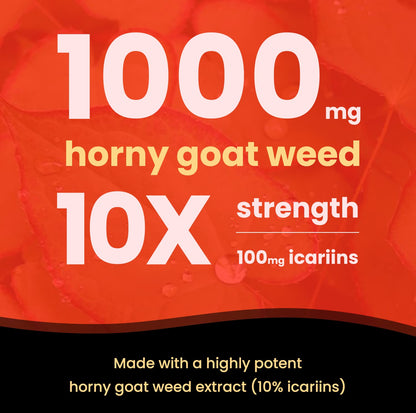 NutraChamps Horny Goat Weed, 1000mg Epimedium Energy Supplement, 10X Strength Icariin, Ginseng, Tribulus & Maca Pills for Women & Men, Enhanced Absorption with Black Pepper, 60 Vegan Capsules NutraChampsBuy Supplements Australia