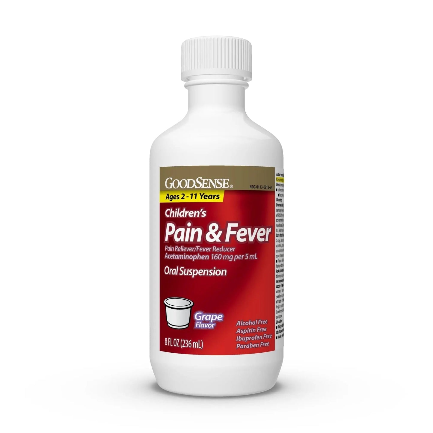 GoodSense Children's Pain and Fever, Acetaminophen 160 mg per 5 mL Oral Suspension, Grape Flavor, 8 FL OZ GoodSenseBuy Supplements Australia