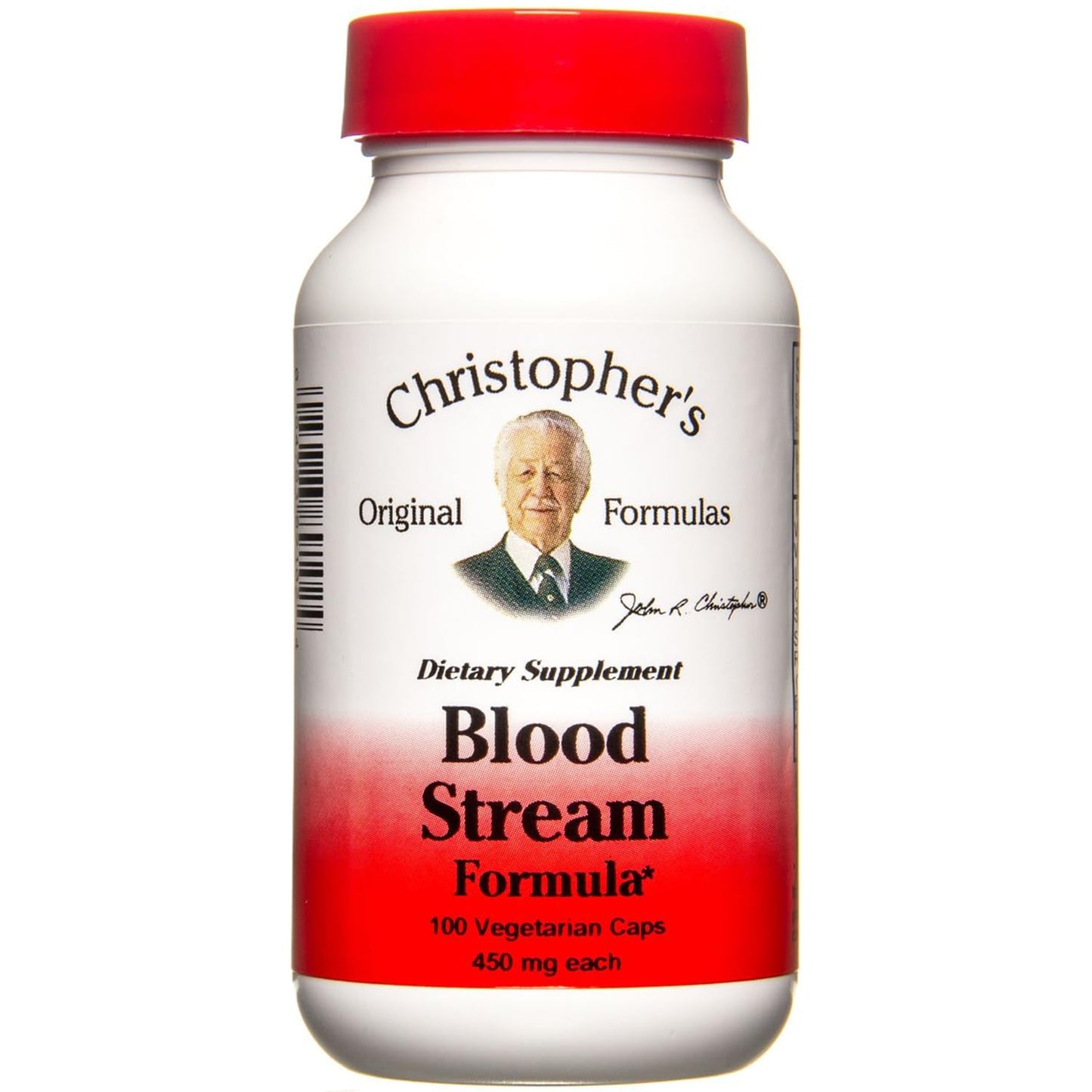 Supplement bottle labeled 'Christopher's Original Formulas Blood Stream Formula' on a white background