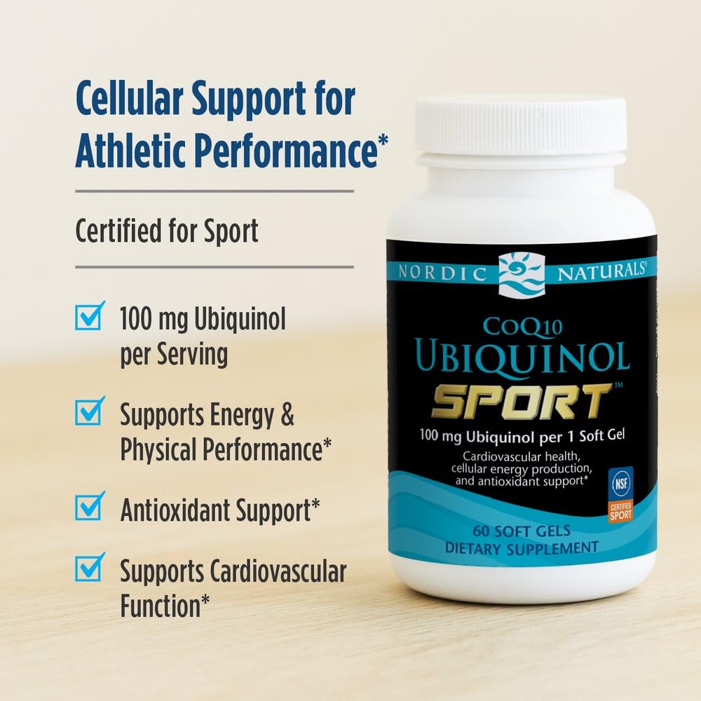 Nordic Naturals Nordic CoQ10 Ubiquinol Sport - 60 Mini Soft Gels - 100 mg Ubiquinol - Heart Health, Physical Performance, Cellular Energy Production - Non-GMO - 60 Servings Nordic NaturalsBuy Supplements Australia