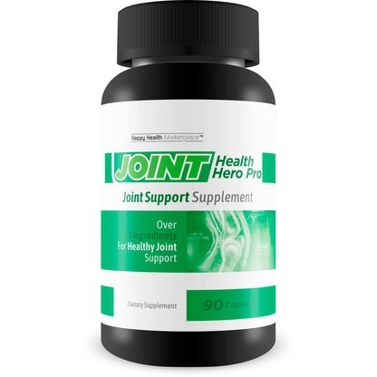 Joint support supplement bottle with green and white label on a white background