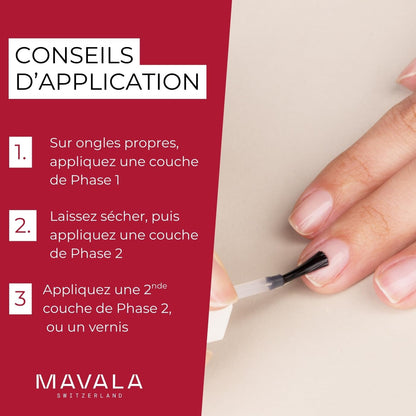 Mavala Nail Shield, 2 Count, Phase 1 & 2, Clear Nail Polish Top Coat, Nail Strengthener, Nail Growth & Nail Hardener Treatment,