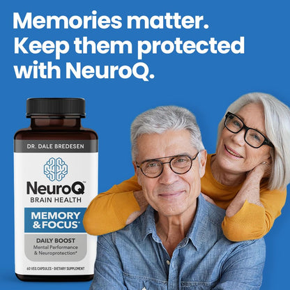 NeuroQ Memory & Focus | Formulated by Neurologist Dr. Dale Bredesen | Addresses All 4 Causes of Cognitive Decline | Ginkgo Biloba, Phosphatidylserine, Gotu Kola,