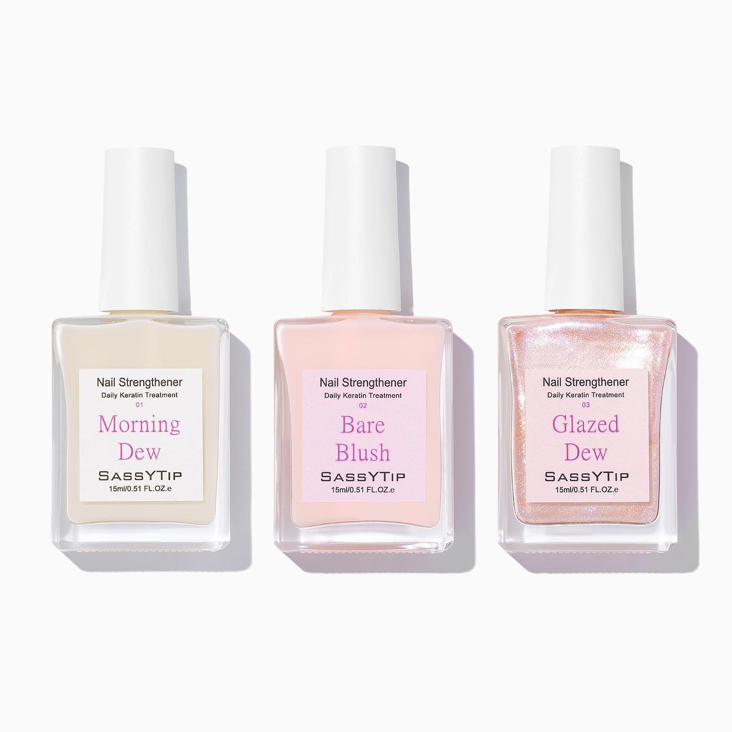 SASSYTIP Nail Strengthener for Damaged Nails - Keratin Nail Hardener & Growth Treatment, Nude Nail Polish Concealer with Jojoba Oil