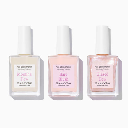 SASSYTIP Nail Strengthener for Damaged Nails - Keratin Nail Hardener & Growth Treatment, Nude Nail Polish Concealer with Jojoba Oil