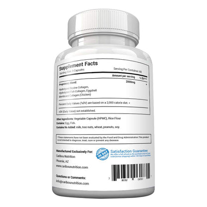 Multi Collagen Pills - 180 Collagen Pills - Type I, II, III, V & X Collagen Capsules - Unique Blend of Collagen Peptides Capsules - Wild Fish, Eggshell,
