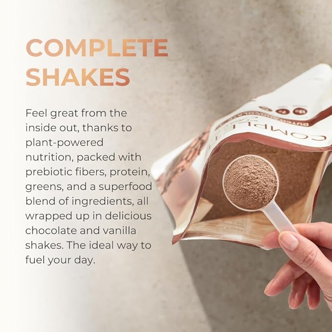 Complete by JuicePlus+ Dutch Chocolate Shakes - Plant-Based Nutrition - Whole Food Based Shake Powder with Protein, Fiber & Prebiotics - 30 Servings (2 Pouches, 15 Servings Each) Juice Plus+ buy supplements Au