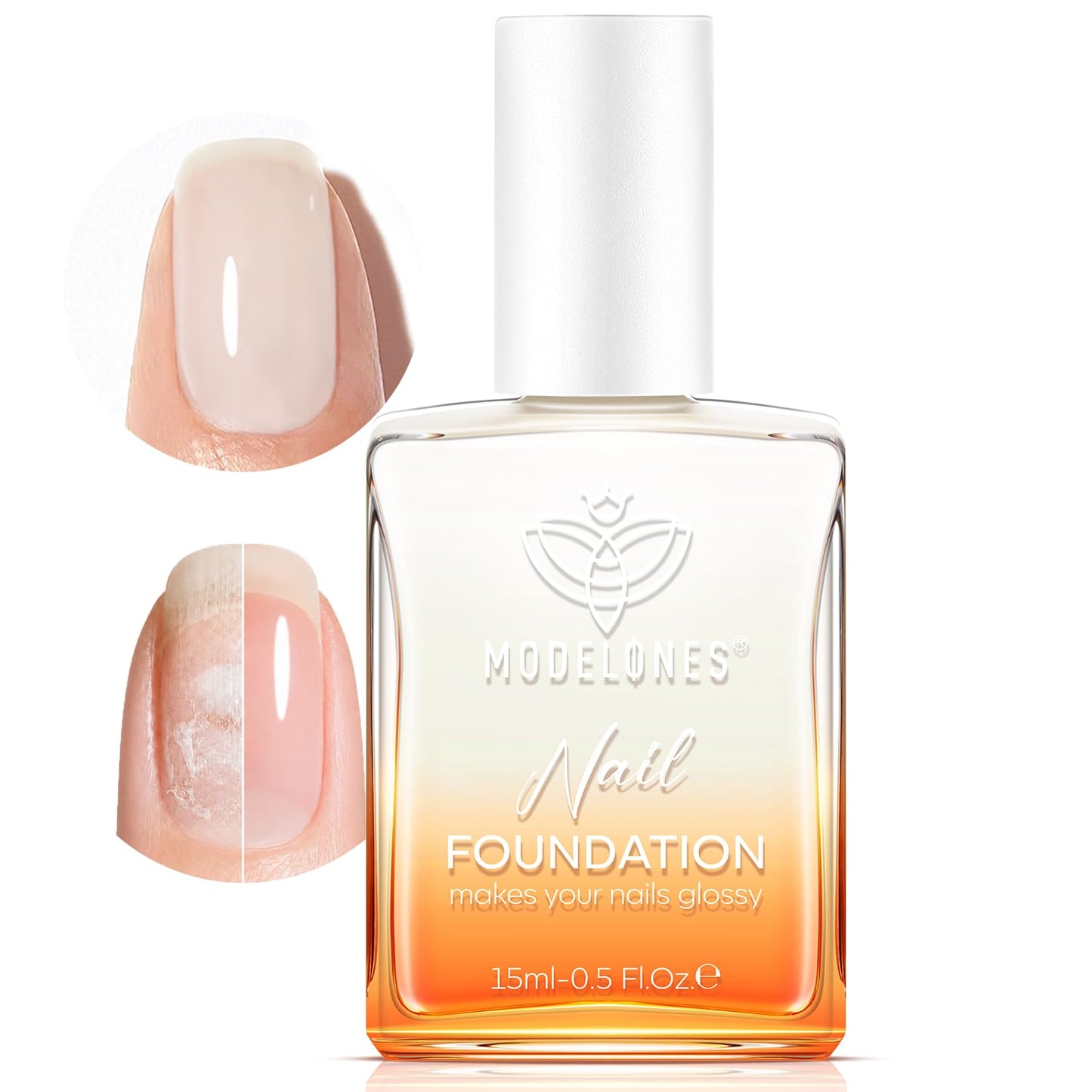 modelones Nail Strengthener, Milky White Nail Polish Nail Repair for Damaged Nails Hardener Quick Dry Nail Growth Polish Natural Nail Concealer Foundation