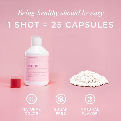 Swedish Collagen Deluxe 12,500 mg Hydrolyzed Marine Collagen Liquid Supplement - 20 Day Supply, 500 ml, Type 1 & 3 | Peptides & Vitamins for Hair, Skin, Nails, Joints | Clinically Tested | Sugar Free Swedish Collagen buy supplements Au
